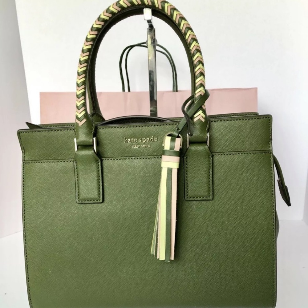 Kate spade Cameron woven sapling green satchel - Picture 1 of 8